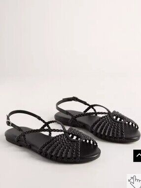 Torrid NWOT Size 8 Wide: Strappy Braided Sandal - Black
